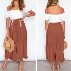 Boho Gypsy Festival Ruffle High Waist Maxi Skirt